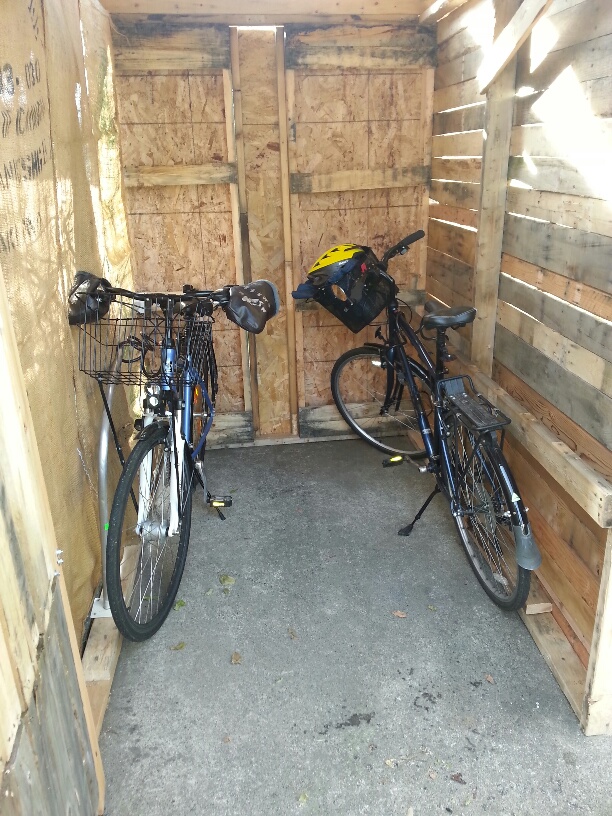 Picture:  The bike garage occupied.  It's got plenty of headroom even for me.